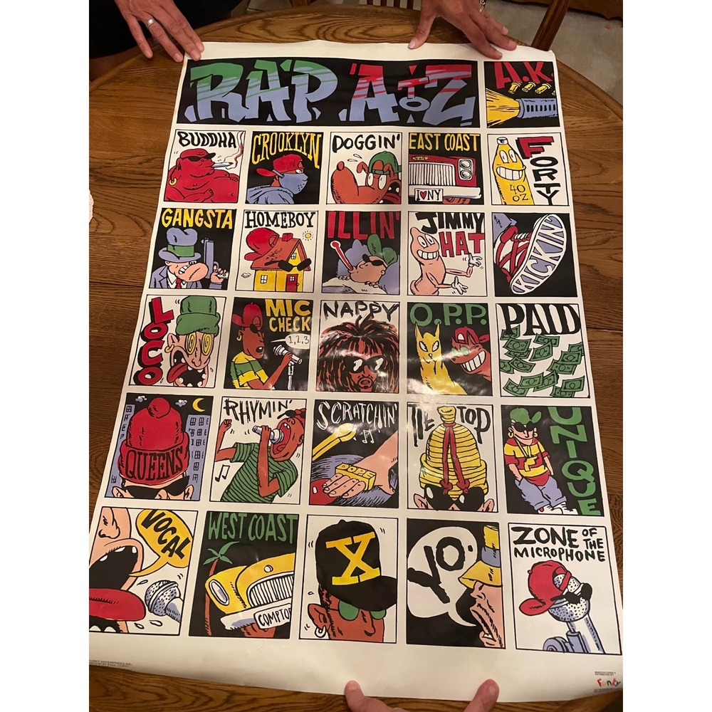 Vintage 1993 Rap A to Z Poster Paul Corio Funky Enterprises Hip Hop Art 3370